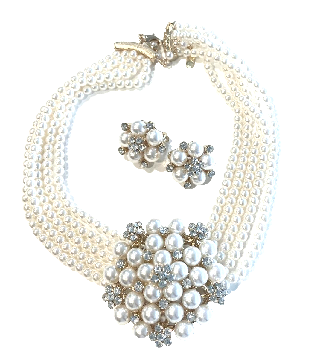 Joan Rivers Faux Pearl Necklace and CLIP ON Earring Set 17" 3" ext. eBay