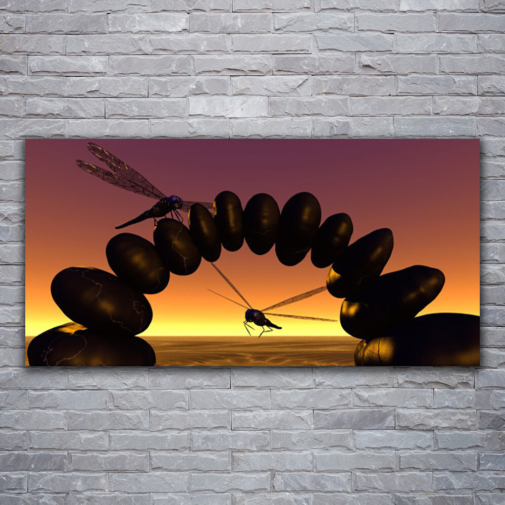 Tableau sur toile libellules 120x60 cm pour habiller un mur vide et illuminer une piece sombre
