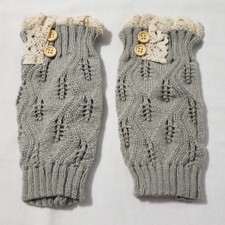 New Women's Light Gray Woven Crochet Knitted Sweater Boot Cuff Leg Warmers