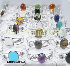 Labradorite & Mix Big Gemstone Bangles Wholesale Lot 925 Sterling Silver Plated