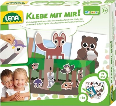 Lena 42631 - Klebe mit mir Waldtiere, 3 Jahre bis 6 Jahre, 27 teilig