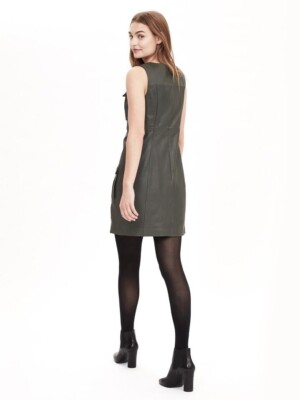 Banana Republic Heritage Collection Forest Pine Green Leather Cargo Dress 2  | eBay