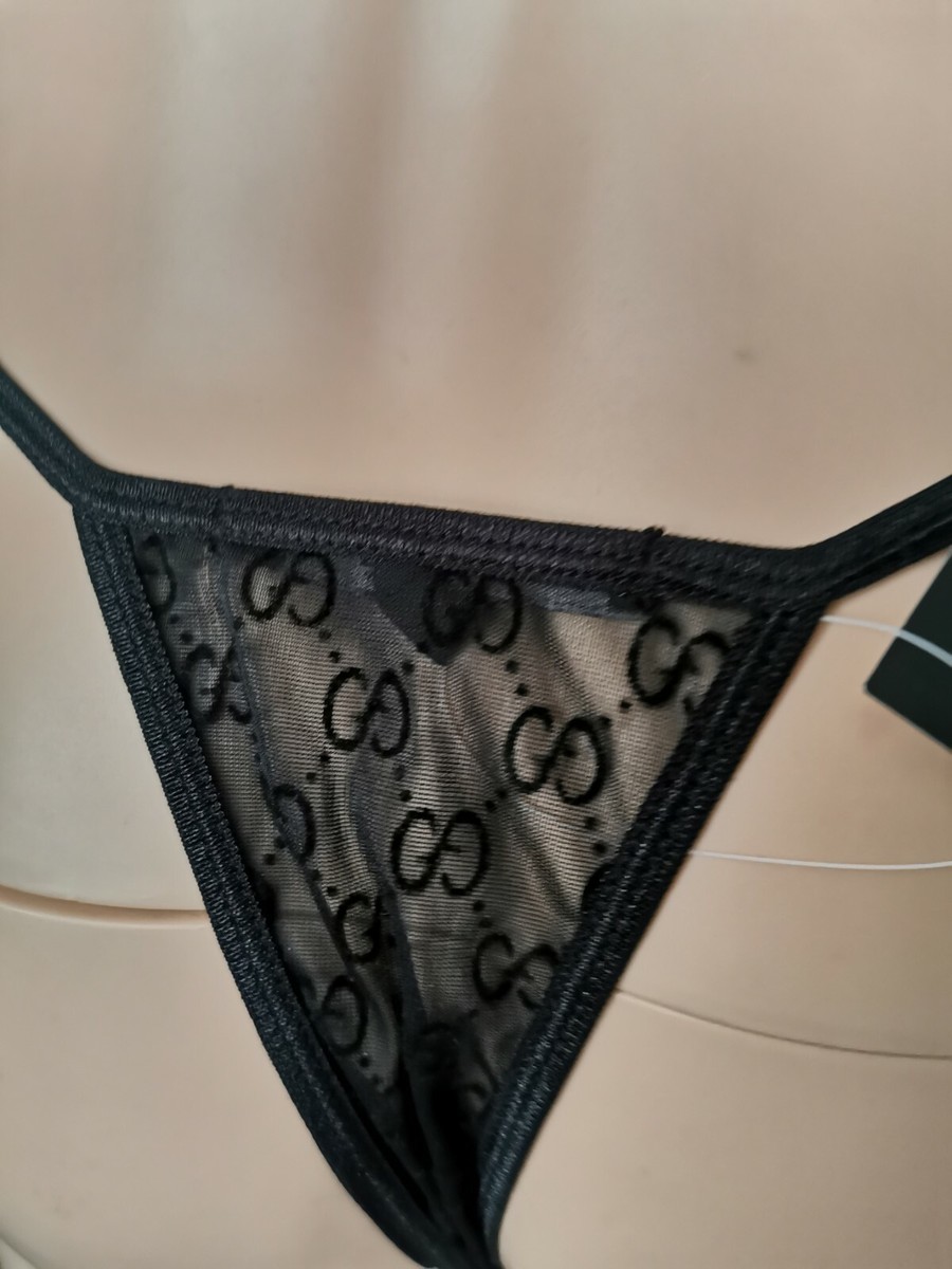 Gucci VINTAGE Lingerie G LOGO SET BIKINI BRA THONG sz L
