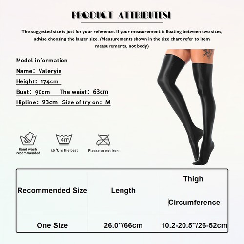 Womens Over Knee Socks Long Stockings Sexy Thigh High Oil Lingerie Solid Color - Picture 91 of 111