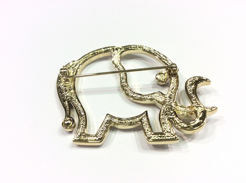 SPILLA GIOIELLO ELEFANTE ORO LACCATO NERO E STRASS - Picture 2 of 2