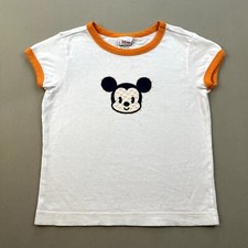 Vintage Disney Mickey Mouse T-Shirt Top Girls Small 7/8 White Ringer Cartoon y2k