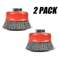 2 PCS 3 Inch Twisted Crimped  Wire Cup Brush Set For Angle Grinders,5/8"-11 UNC 