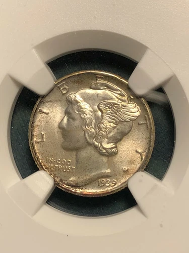 1939 10 CENTS MERCURY DIME NGC MS65 FB ALL ORIGINAL TONING, BLISTERING LUSTER!