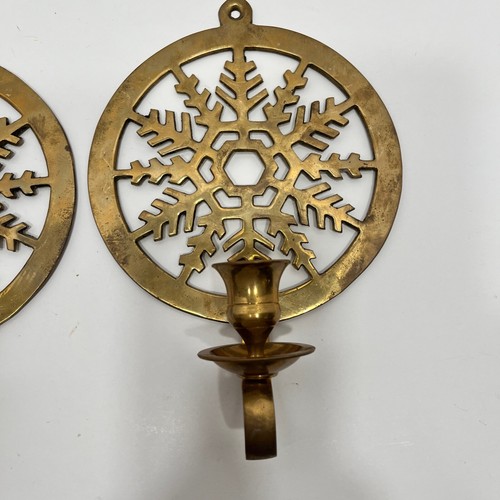 Snowflake Design Solid Brass Wall Tapered Candle Sconces 9" x 6" Hosley Intl - Picture 4 of 16