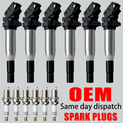 6PCS OEM Ignition Coil & Spark Plug for BMW 128i 328i 335i 528i 530i X5 X3 UF667