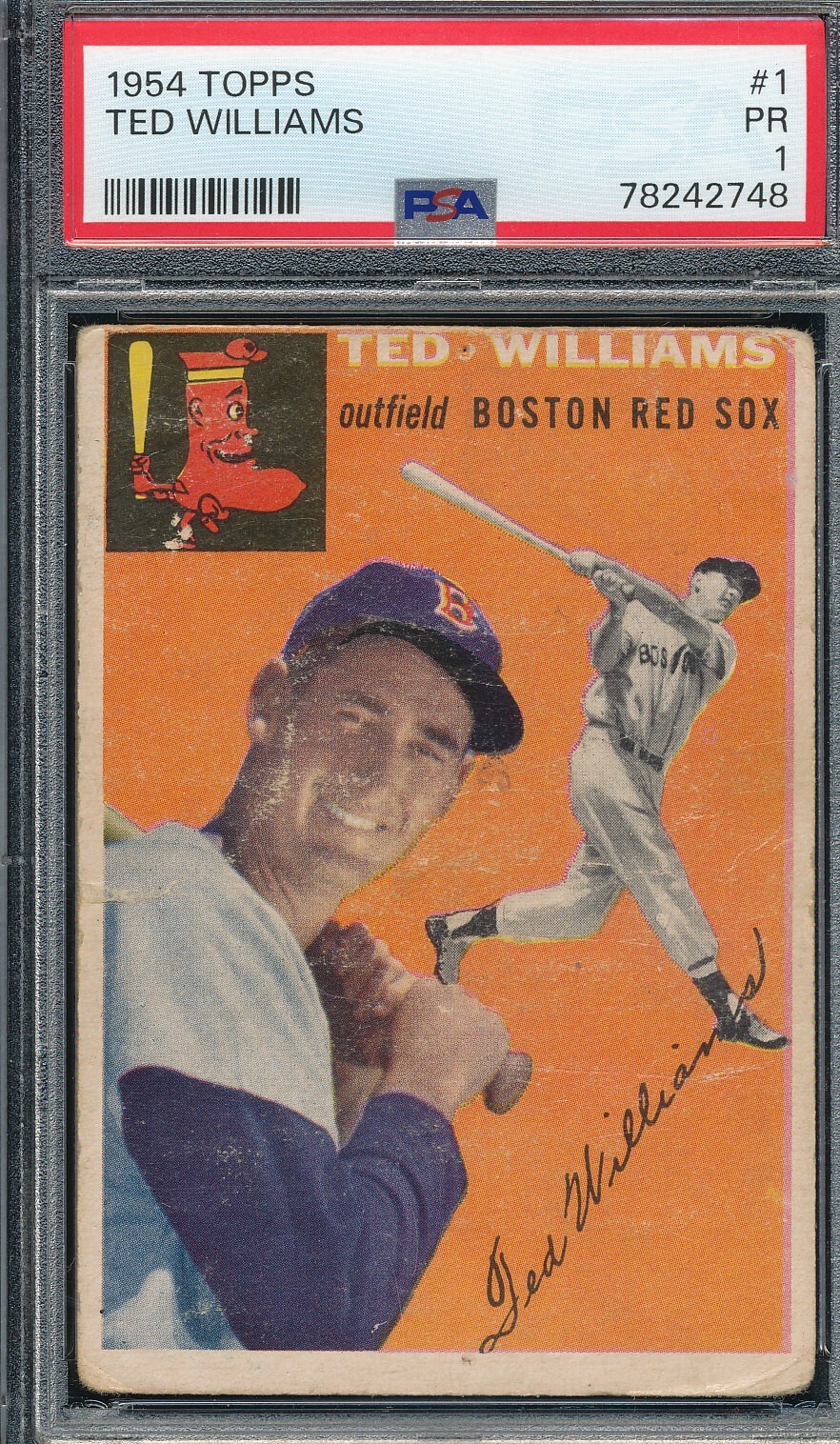 PSA 1 TED WILLIAMS HOF 1954 TOPPS #1 GRADED POOR w/DECENT EYE APPEAL *TPHLC-2748