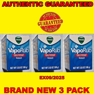 Vicks VapoRub Cough Suppressant Topical Analgesic Ointment - 3.53 Oz 3PKS