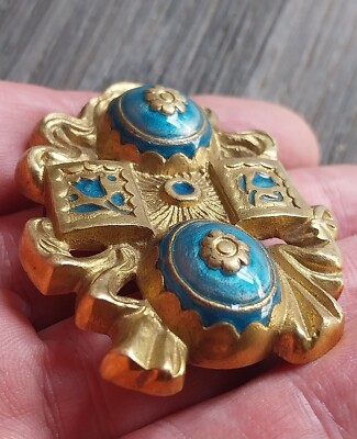 Ancien Pendentif/broche émaillé – Vintage – Bijou De Caractère – Petits Manques D'émail