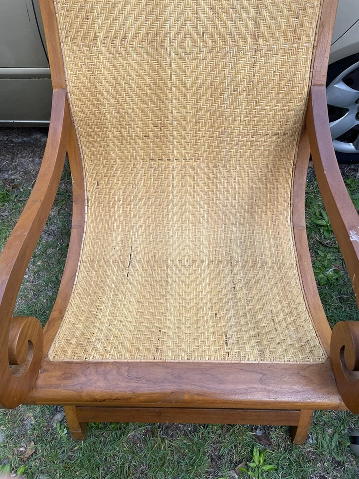 Attractive Large Vintage Canework Planter's Plantation Chair Armchair - Image 2 of 4