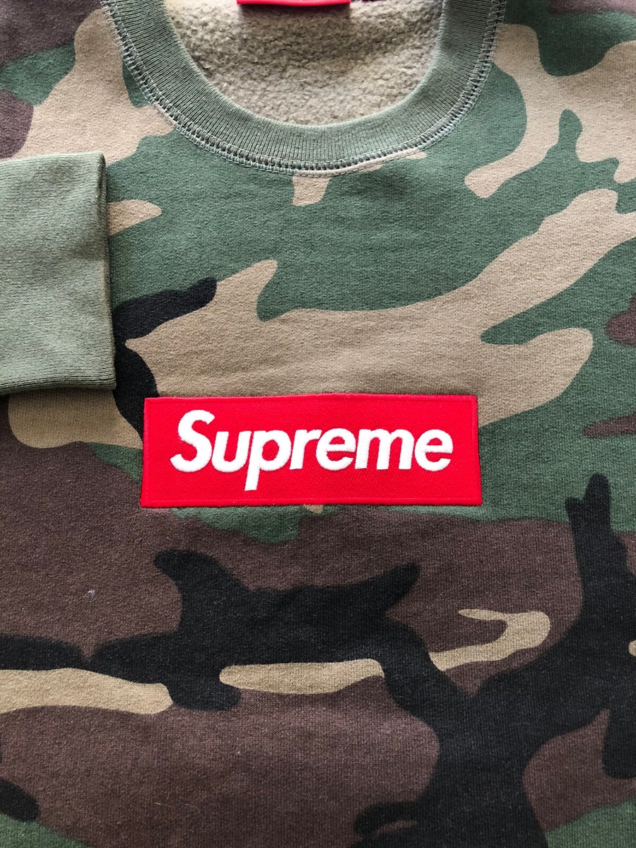 2015 Supreme F/W Box Logo Crewneck Woodland Camo Size M | eBay
