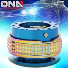 NRG SRK-210BL-MC ALUMINUM STEERING WHEEL QUICK RELEASE BLUE/NEO CHROME PYRAMID