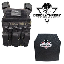Active Shooter Camo Tactical Vest Plate Carrier W/ Level III L3 Fearless Armor