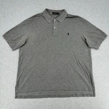 Polo Ralph Lauren Shirt Men's 2XB Big Gray Short Sleeve Classic Pony Golf Polo