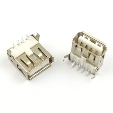 100Pcs USB 2.0 A Type AF 4P 4 Pin Female Right Angle PCB Socket Connector DIY