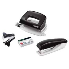 Leitz Büroset 4-teilig Locher und Heftgerät Enthefter 1000 Heftklammern schwarz