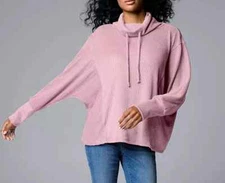 Simply Vera Vera Wang Women's Elderberry Funnel Neck Cozy LS Dolman Top - Size L