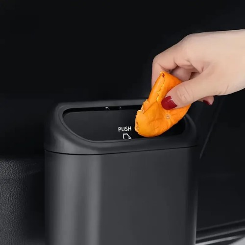 Bote de basura para automóvil con tapa mini vehículo cubo de basura organizador de basura para automóvil - Imagen 2 de 4
