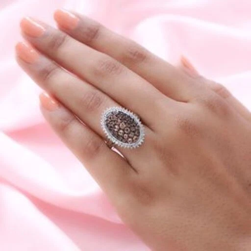 Anillo Jenipapo Andalucita Circón Blanco Natural en Platino Más de SS 2,50 ctw Talla 5 Foto 3 de 4