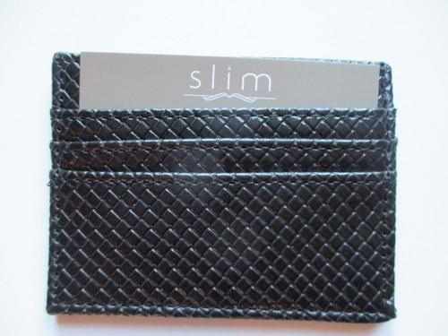 BB2 Black SLIM low profile Mens Womens WALLET ID holder weave teenie - Bild 2 von 11