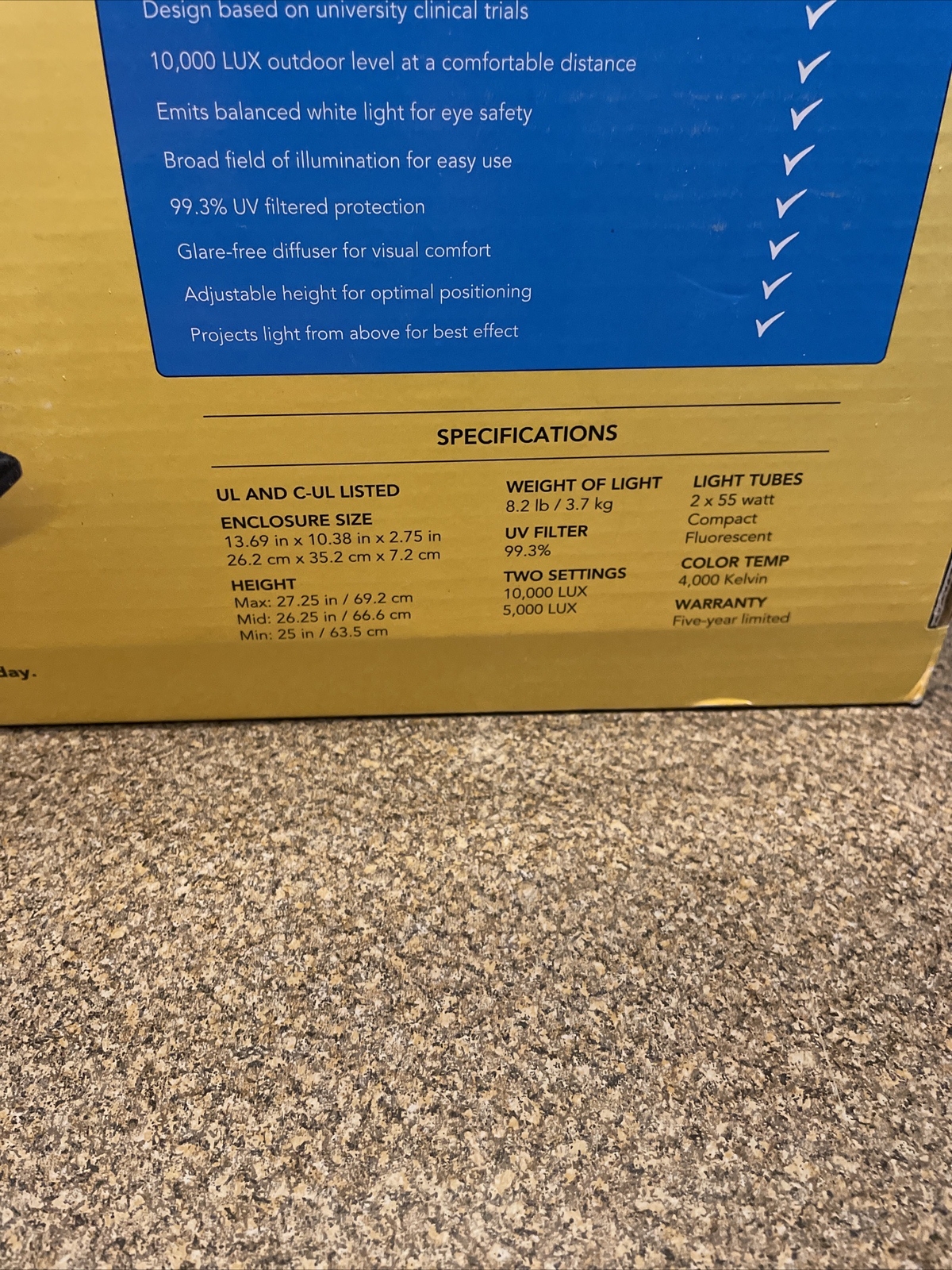 Carex DayLight Sky Bright Light Therapy Lamp DL2000 for sale