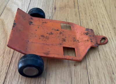 Vintage Orange Metal Made In Japan Truck Car Trailer Buddy L? Pressed Steel 1970