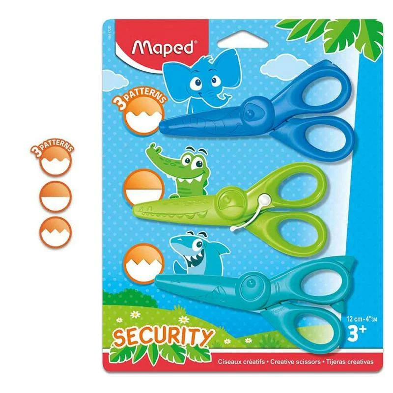 Maped Kreativ Scheren Set Comfort Bastelschere Konturschere glatt ZickZack Welle