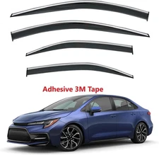 Window Visor Rain Guard Chrome Trim Smoke Tinted Fit Toyota Corolla Sedan 20-25