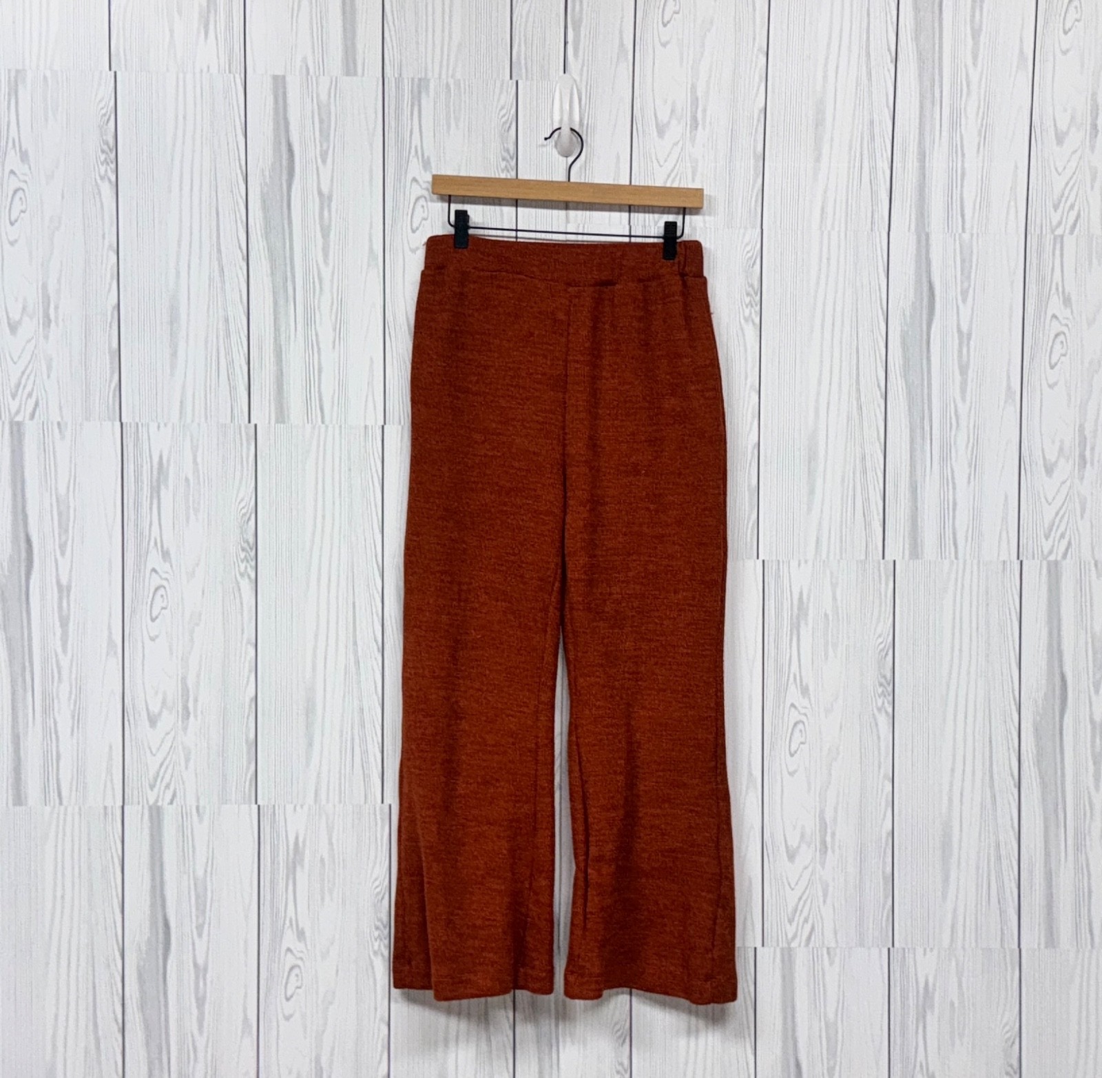 Shein pants womens size large flared leg pull on burnt orange stretch waistband