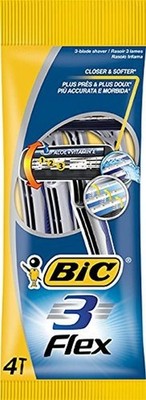 BIC 3 Flex Rasierer Set Männer, 3 Klingen, empfindliche Haut, 4x Nassrasierer