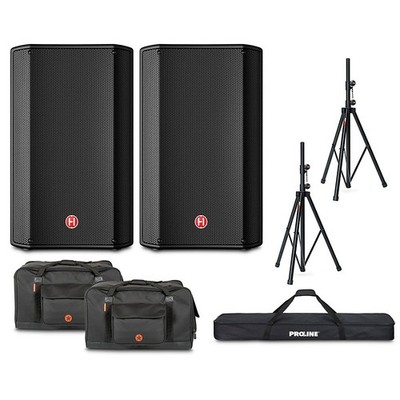 Harbinger VARI V1112 12'' Powered Speakers Package With Bags and Stands