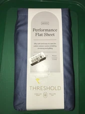 Queen 400 Thread Count Performance Flat Sheet Metallic Blue - Threshold: Cotton