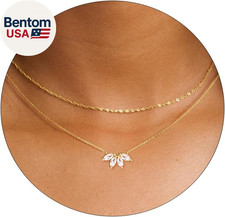Dainty Gold Necklaces for Women Cubic Zirconia 14K Gold Plated Layered Necklaces