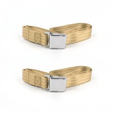 Early Cars 1941 - 1948 Airplane 2pt Tan Lap Bucket Seat Belt Kit - 2 Belts truck