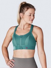 Shefit Womens Zip Front Ultimate Sports Bra Size 2Luxe Teal High Impact