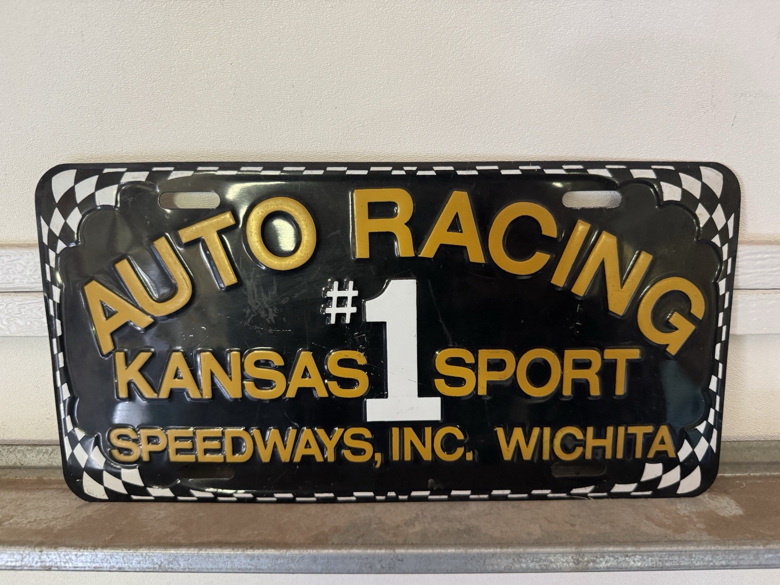 Vintage RACING Wichita Kansas Speedway Booster License Plate Tag Number ...