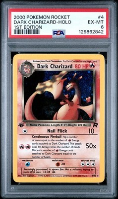 PSA 6 -Pokemon Card Team Rocket 4/82 - DARK CHARIZARD (holo) *1st