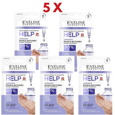 5 x Eveline Help Lipid Hand- und Nagelmaske-Rettung für trockene und raue Haut 7ml B...