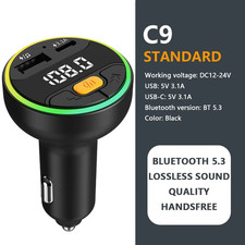 Bluetooth 5.4 FM Transmitter Car MP3 Player PD30W 22.5W Fast Charge AUX QC3
