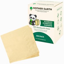 MOTHER EARTH Bamboo Everyday Napkins - 2 Ply, 300 Pack Soft Absorbent D...