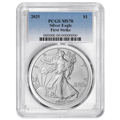 #ad 2025 $1 American Silver Eagle PCGS MS70 FS Blue Label $108.70