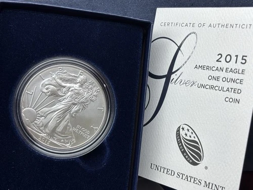 2015-W American Silver Eagle Burnished 1 oz .999 US Mint $1 Coin OGP Box & COA