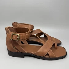 Frye And Co. Tallu Cognac Brown Back Zip Sandals Women's Size 9.5