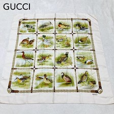 Rare GUCCI Silk 100 Waterbird Pattern Large Scarf