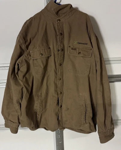 Carhartt Canvas Coat Jacket Medium Brown Plaid Flannel Lined Chore 100590 903