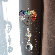 "Glass Heart Crystal Suncatcher Rainbow Window Hanging Decor"